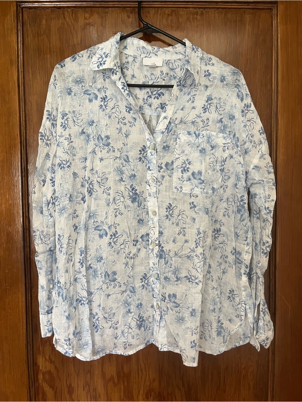 J. Jill Floral Sheer Button Down 100% Cotton